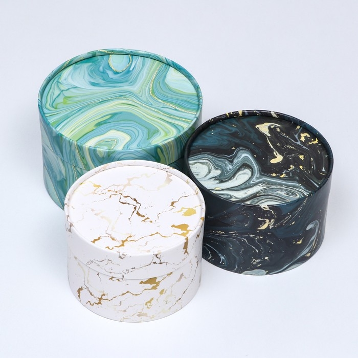 Набор шляпных коробок 3 в 1,"Тонкие грани",16 х 10,14 х 9,13 х 8,5 см