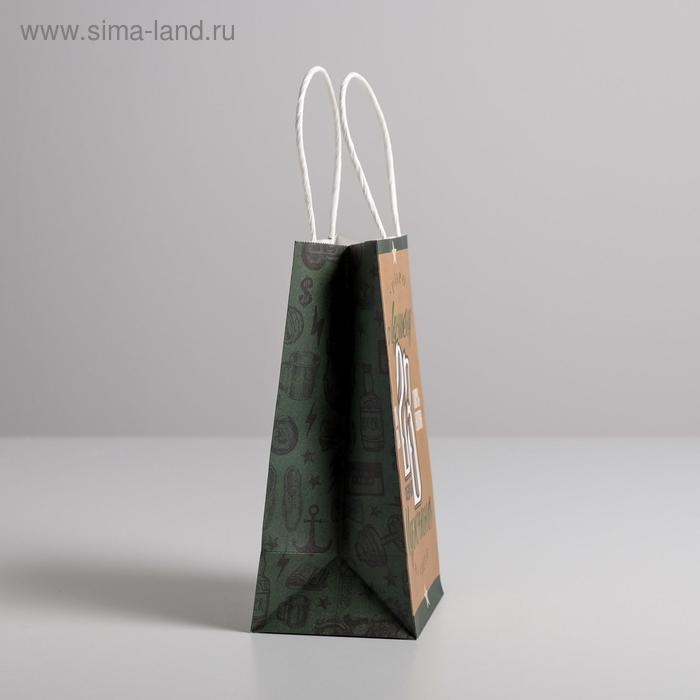 Пакет подарочный крафт, упаковка, «Лучшему мужчине», 12 х 21 х 9 см