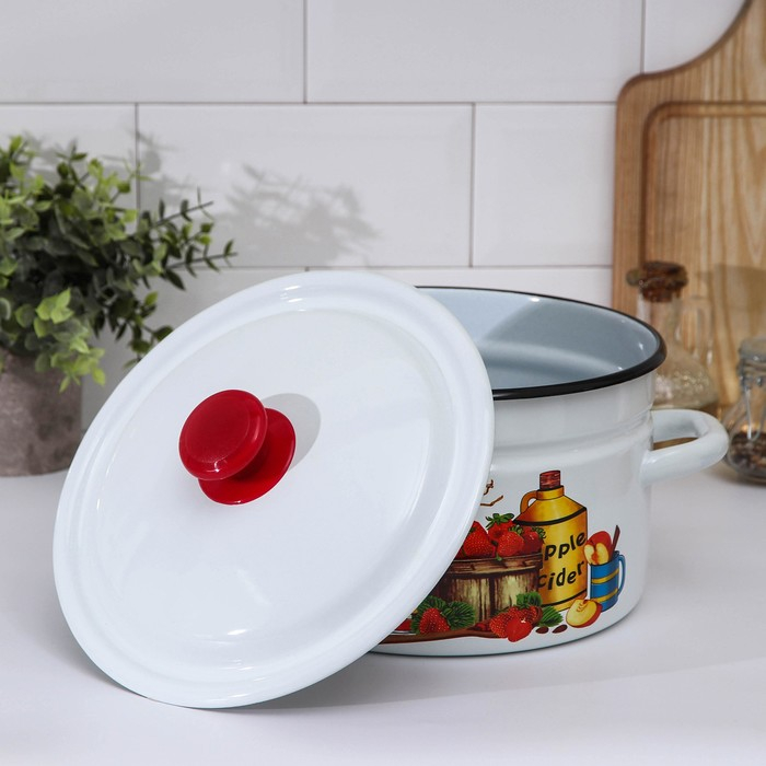 Кастрюля эмалированная цилиндрическая, 3 л, индукция, деколь МИКС Кастрюля эмалированная цилиндрическая, 3 л, индукция, деколь МИКС