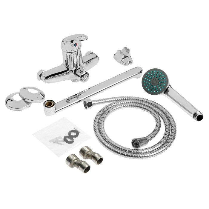 Смеситель для ванны ZEIN ZC2047, излив 30 см, картридж 40 мм, с душевым набором, хром Смеситель для ванны ZEIN ZC2047, излив 30 см, картридж 40 мм, с душевым набором, хром