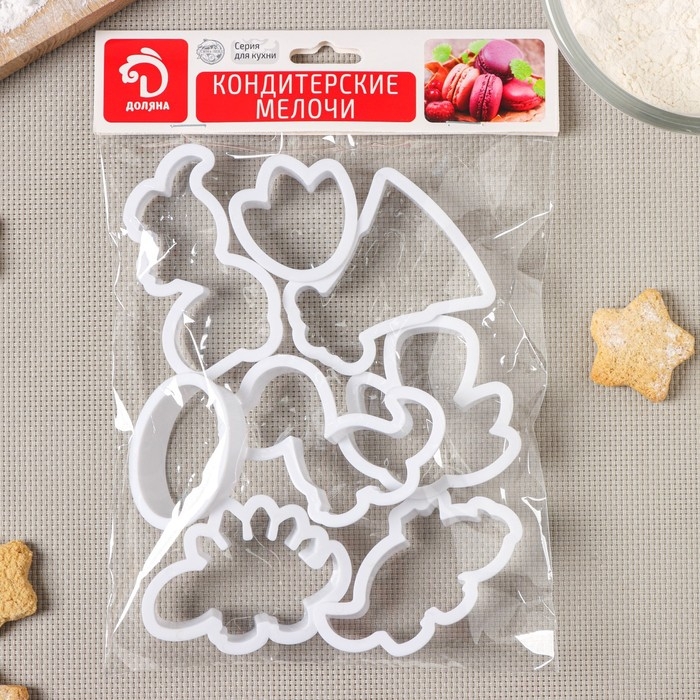 Набор форм для печенья Доляна «Хищные динозавры», 8 шт, цвет белый Набор форм для печенья Доляна «Хищные динозавры», 8 шт, цвет белый