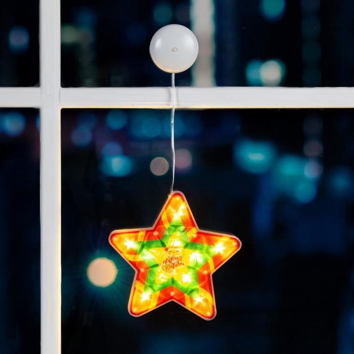 Светодиодная фигура на присоске «Звезда» 19 × 19 см, пластик, батарейки АААх3 (не в комплекте), свечение тёплое белое Светодиодная фигура на присоске «Звезда» 19 × 19 см, пластик, батарейки АААх3 (не в комплекте), свечение тёплое белое