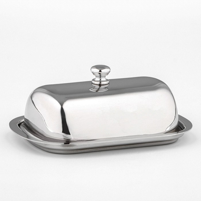 Маслёнка из нержавеющей стали, 16×12×7 см, цвет серебряный Маслёнка из нержавеющей стали, 16×12×7 см, цвет серебряный