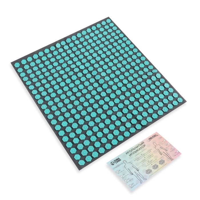 Ипликатор-коврик, основа спанбонд, 360 модулей, 56 × 62 см, цвет тёмно-серый/бирюзовый Ипликатор-коврик, основа спанбонд, 360 модулей, 56 × 62 см, цвет тёмно-серый/бирюзовый