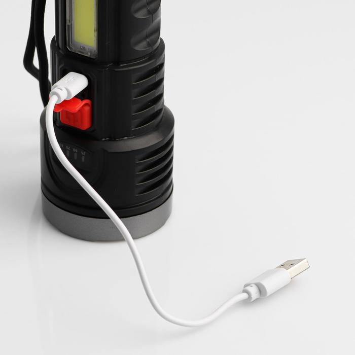 Фонарь ручной аккумуляторный, 3 Вт+3 Вт, 1200 мАч, COB, индикатор заряда Фонарь ручной аккумуляторный, 3 Вт+3 Вт, 1200 мАч, COB, индикатор заряда