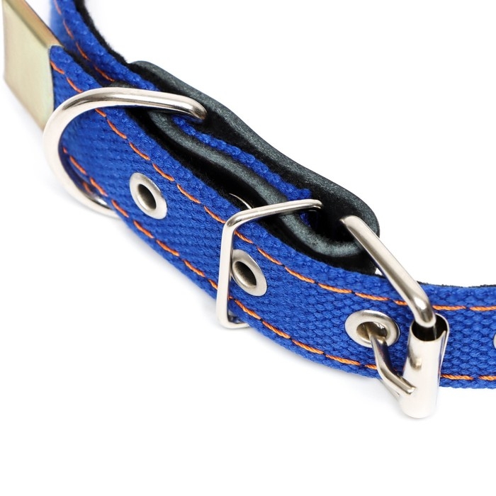 Ошейник брезентовый с подкладом, 57 х 2,5 см, ОШ 35-45 см, синий Ошейник брезентовый с подкладом, 57 х 2,5 см, ОШ 35-45 см, синий