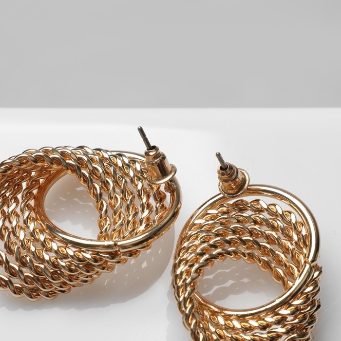 Серьги металл «Переплетение» нити, цвет золото Серьги металл «Переплетение» нити, цвет золото