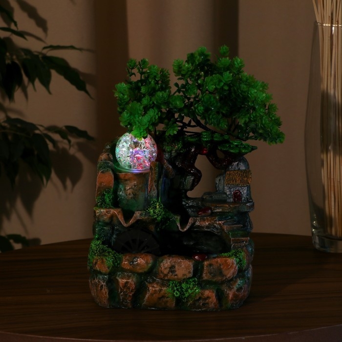 Фонтан Фонтан "Дерево на камнях, домик с лестницей" 14х19х20 см (с подсветкой)