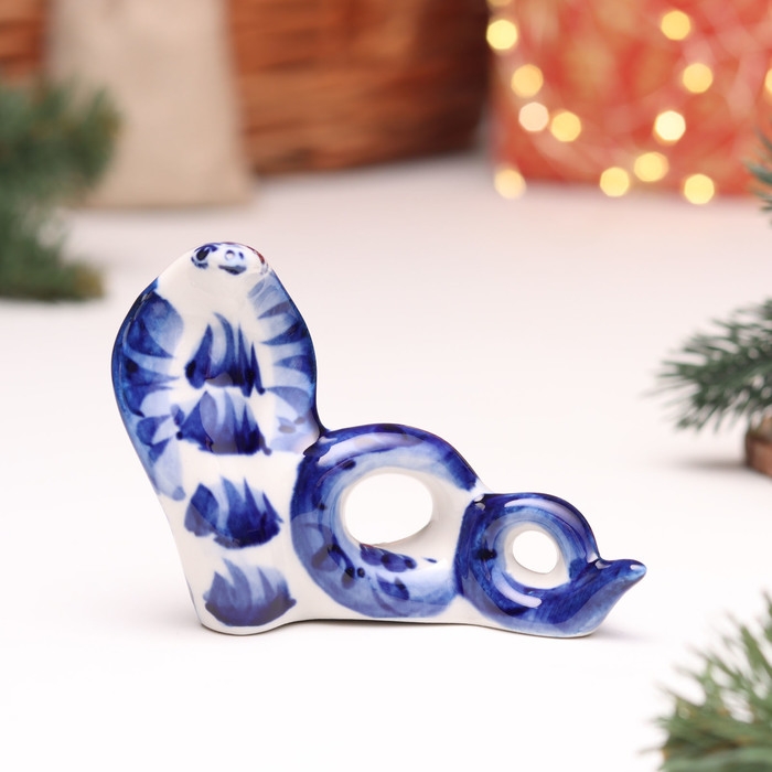 Новый год. Сувенир символ года Новый год. Сувенир символ года "Змея", №14, гжель, 7 см