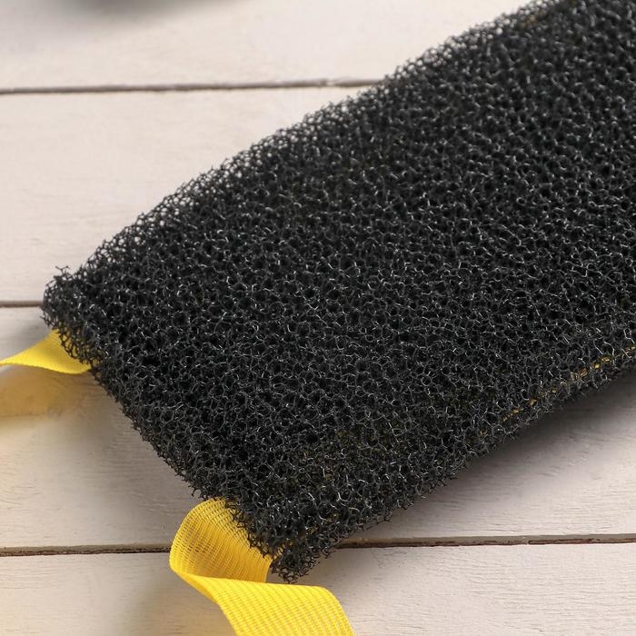 Губка для тела жёсткая «Чёрное золото», 37×12 см, цвет МИКС