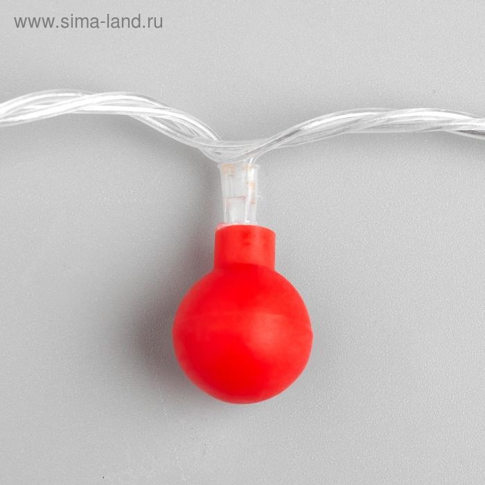 Гирлянда «Нить» 5 м с насадками «Шарики красные», IP20, прозрачная нить, 30 LED, свечение красное, 8 режимов, 220 В Гирлянда «Нить» 5 м с насадками «Шарики красные», IP20, прозрачная нить, 30 LED, свечение красное, 8 режимов, 220 В