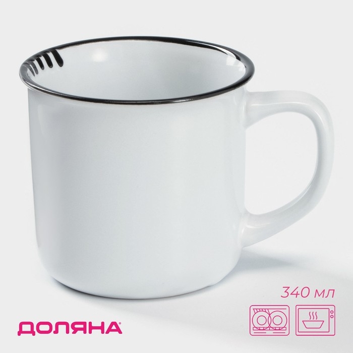 Кружка керамическая Доляна «Эмаль», 340 мл, цвет белый Кружка керамическая Доляна «Эмаль», 340 мл, цвет белый
