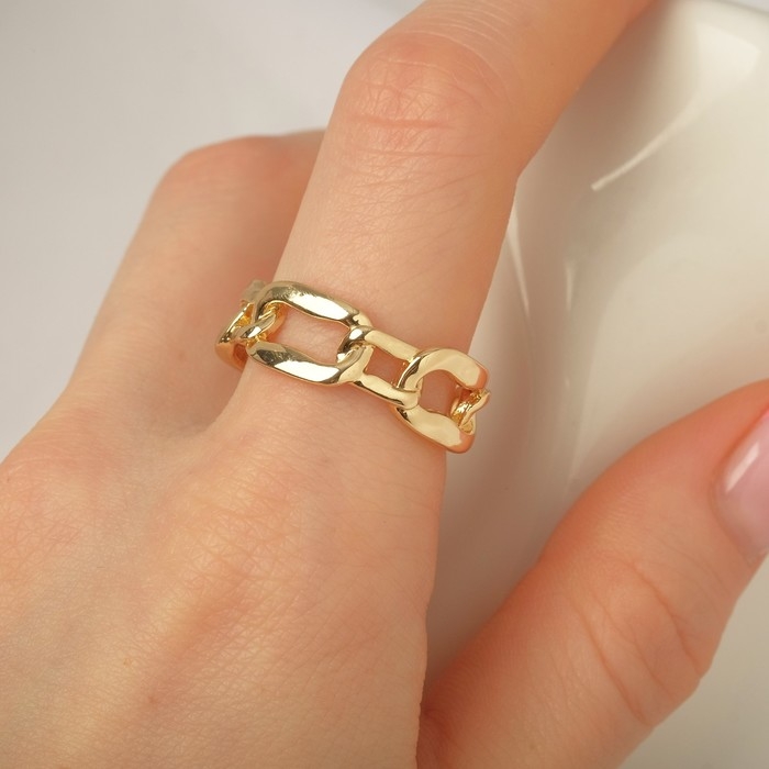 Кольцо «Звенья» тренд, цвет золото, безразмерное