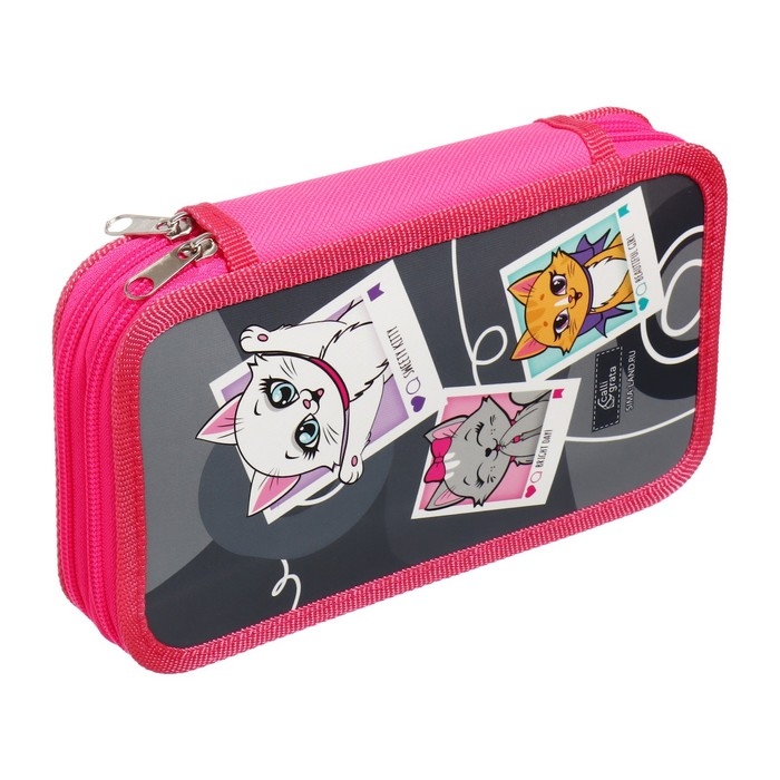 Пенал 2 секции, 125 х 205 х 40 мм, Calligrata 30П26/2 Пенал 2 секции, 125 х 205 х 40 мм, Calligrata 30П26/2 "Котята", ламинированный картон