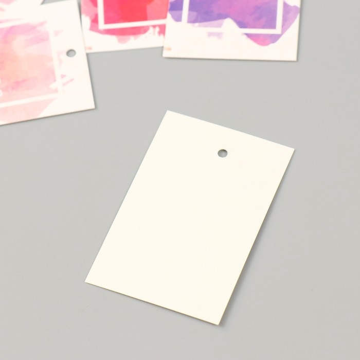 Бирка картон "Ручная работа. Акварелька" набор 10 шт (5 видов) 4х6 см