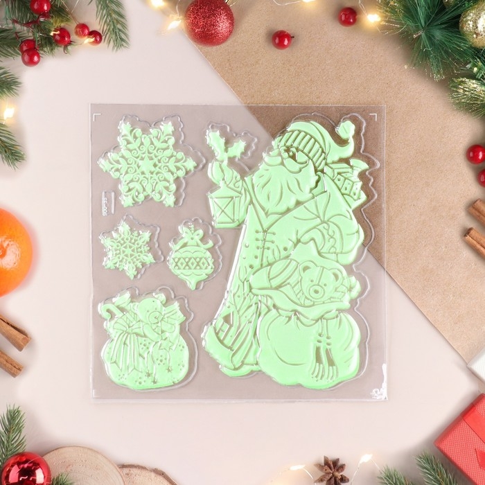 Наклейки на окна, светящиеся Наклейки на окна, светящиеся "Новогодние" Дед Мороз, 27 х 21 см