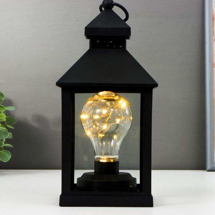 Ночник Ночник "Фонарь 3" LED от батареек 3хААА черный 10,5х10,5х21,5 см RISALUX