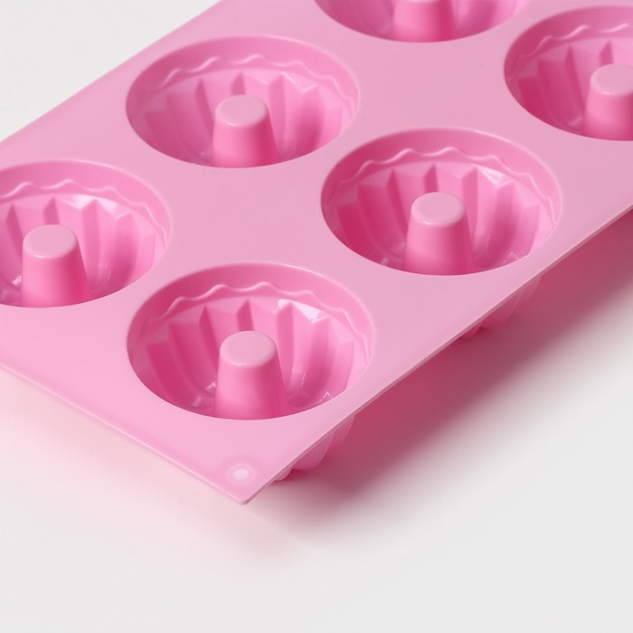 Форма для выпечки Доляна «Немецкий кекс», силикон, 17×27 см, 6 ячеек (d=7 см), цвет розовый Форма для выпечки Доляна «Немецкий кекс», силикон, 17×27 см, 6 ячеек (d=7 см), цвет розовый