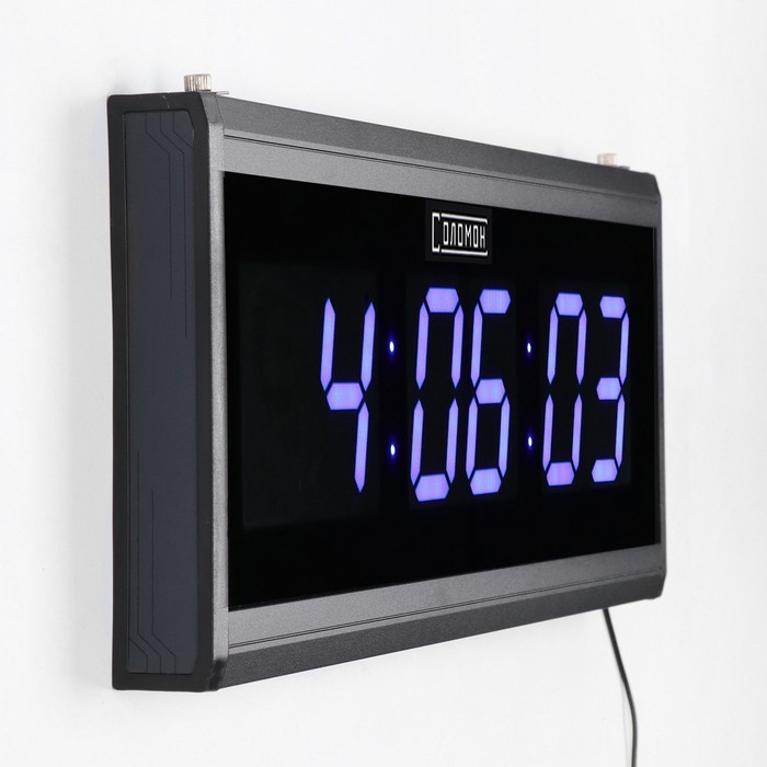 Часы электронные настенные, 19 х 3 х 48 см, синие цифры Часы электронные настенные, 19 х 3 х 48 см, синие цифры