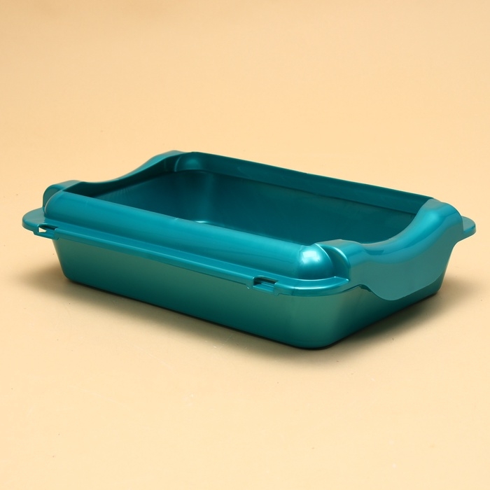 Туалет средний с бортом и сеткой 36 х 26 х 9 см, лоток+сетка+борт бирюзовые Туалет средний с бортом и сеткой 36 х 26 х 9 см, лоток+сетка+борт бирюзовые