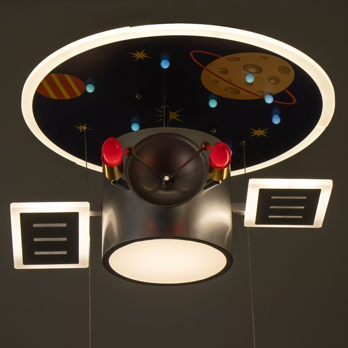 Светильник "Спутник" 1хLED 110Вт диммер+2х40Вт E14 серо-синий 68х55х33 см BayerLux