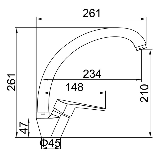 Смеситель для кухни Accoona A5009, однорычажный, латунь, хром Смеситель для кухни Accoona A5009, однорычажный, латунь, хром