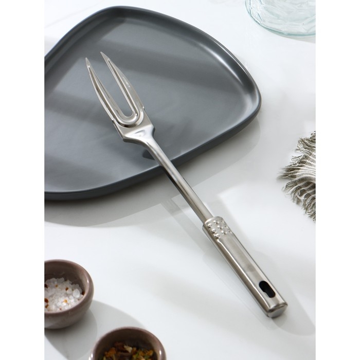 Вилка для мяса из нержавеющей стали Доляна «Стандарт», h=33 cм, цвет серебряный Вилка для мяса из нержавеющей стали Доляна «Стандарт», h=33 cм, цвет серебряный