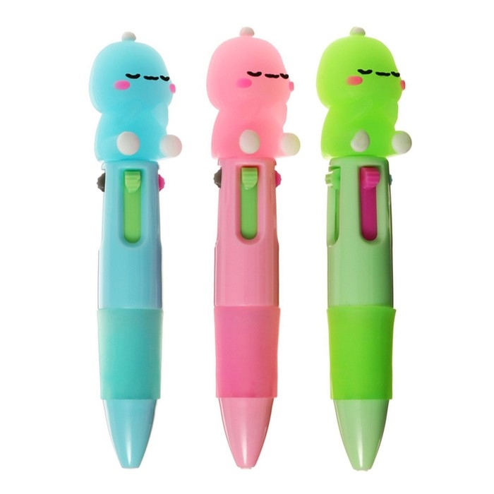 Ручка шариковая автоматическая 4-х цветная, мини, Ручка шариковая автоматическая 4-х цветная, мини, "Дракон", МИКС