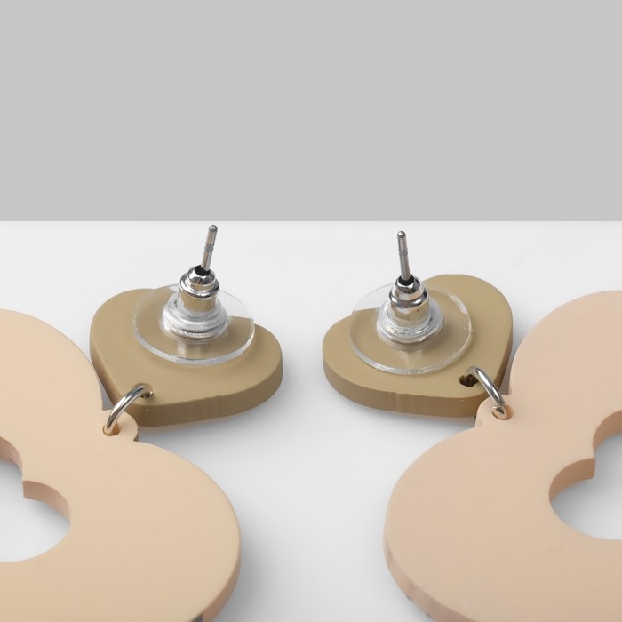 Серьги «Сердце» леопард, цвет розово-зелёный в серебре Серьги «Сердце» леопард, цвет розово-зелёный в серебре