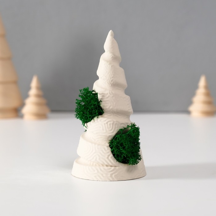 Сувенир  Сувенир "Елка" со мхом белая, высота 10 см, d-5 см (мох зелен стабил)