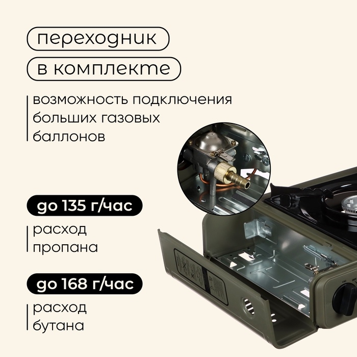 Плита газовая Maclay для кемпинга, с переходником Плита газовая Maclay для кемпинга, с переходником