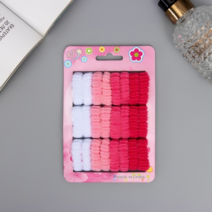 Резинка для волос  Резинка для волос "Махрушка" (набор 24 шт) белый розовый