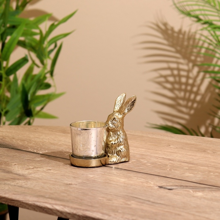 Подсвечник Подсвечник "Зайчик" алюминий 11х5х10 см