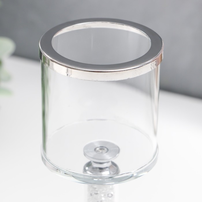 Подсвечник стекло на1 свечу Подсвечник стекло на1 свечу "Чаша с кантом" на ножке со стразами d=4,5 см 7х7х18 см