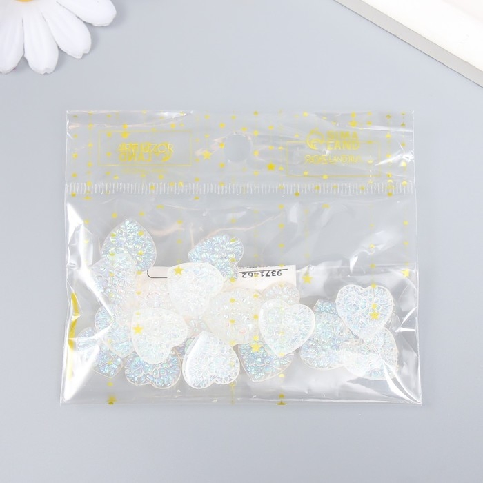 Декор для творчества пластик Декор для творчества пластик "Сердце" голография белый набор 20 шт 1,6х1,6 см