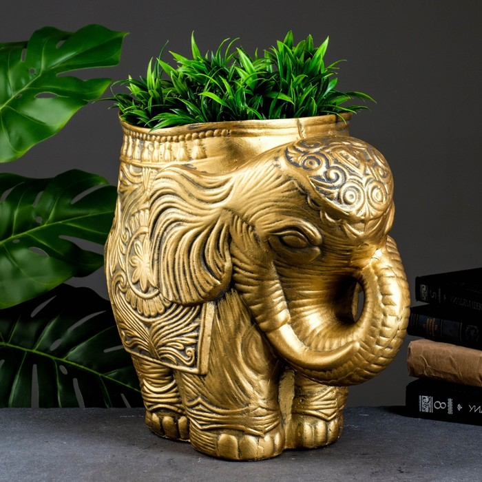 Фигурное кашпо Фигурное кашпо "Слон средний", золото 6 л/ 35х22х35см