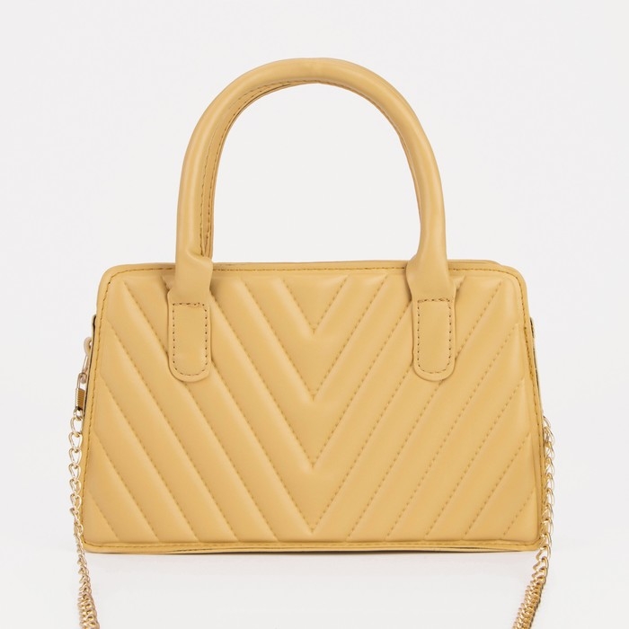 Сумка женская тоут на молнии, длинный ремень, цвет жёлтый