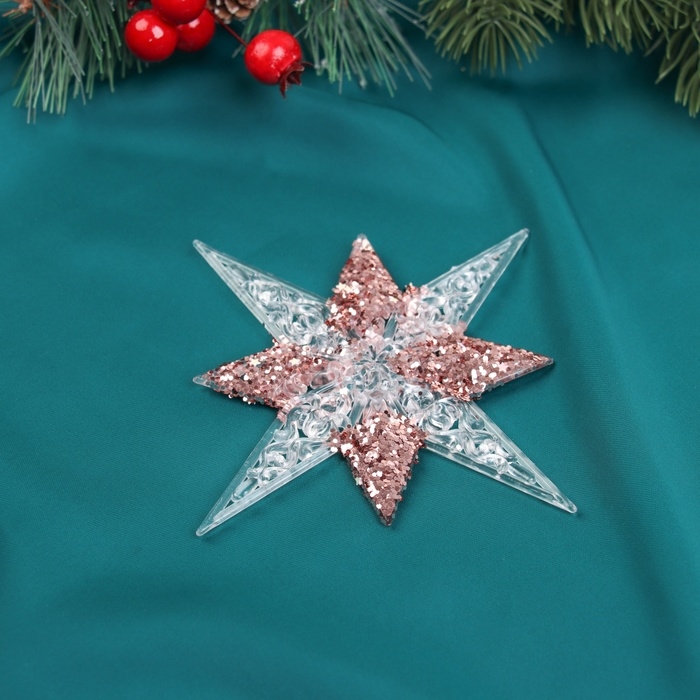 Украшение ёлочное Украшение ёлочное "Звезда сияние серединка блеск" 12х12 см, прозрачно-розовый