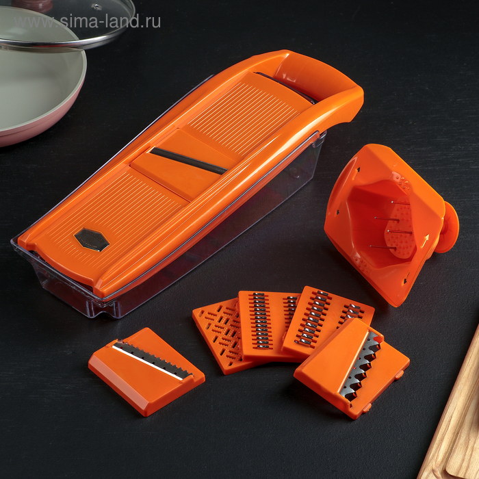 Набор для резки овощей №1, с 6 насадками, овощедержателем и контейнером Набор для резки овощей №1, с 6 насадками, овощедержателем и контейнером