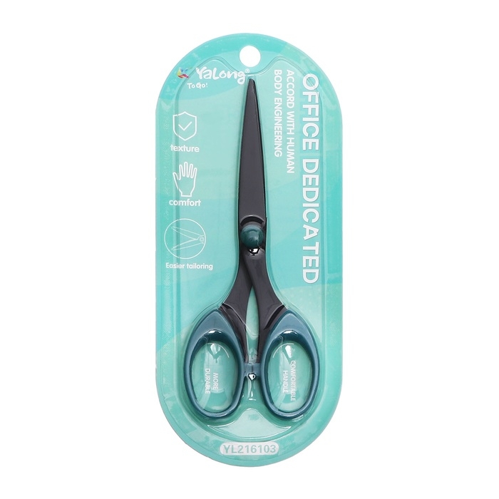 Ножницы канцелярские 15,8 см Офис, черное лезвие, пластиковые ручки, блистер, МИКС Ножницы канцелярские 15,8 см Офис, черное лезвие, пластиковые ручки, блистер, МИКС