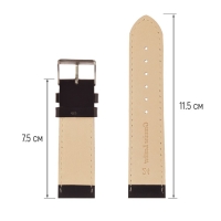 Ремешок для часов, мужской, 24 мм, запряжник 75 мм, горт 115 мм, натуральная кожа, чёрный