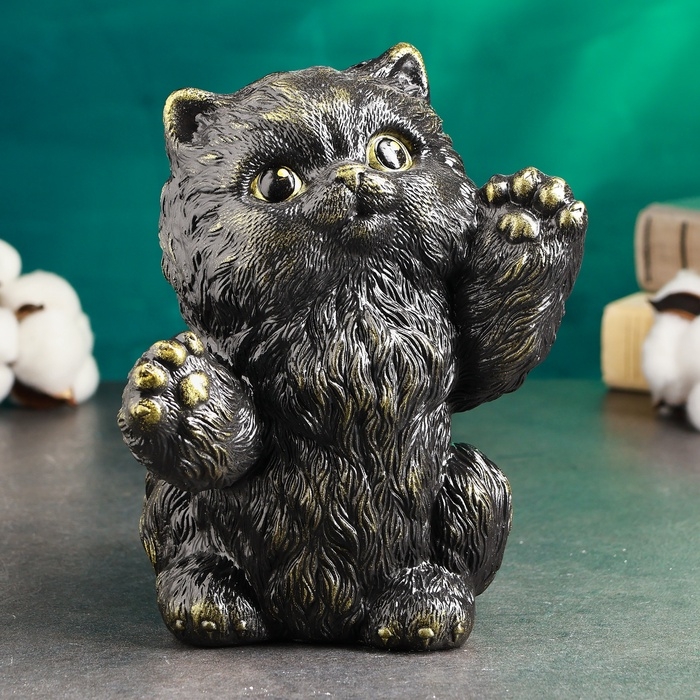 Копилка Копилка "Радостный кот" черный, золото, 20см