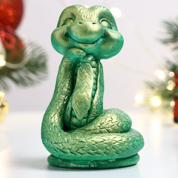 Новый год. Символ 2025. Фигура Новый год. Символ 2025. Фигура "Змея Полоз" светло-зеленая, 6х5см