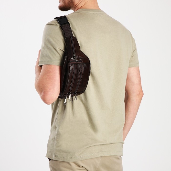 Сумка поясная на молнии, цвет коричневый Сумка поясная на молнии, цвет коричневый