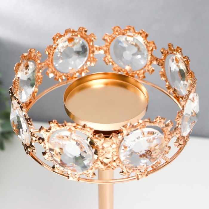 Подсвечник металл на 1 свечу  Подсвечник металл на 1 свечу "Кристаллы - Тиара" золото 25х12х12 см