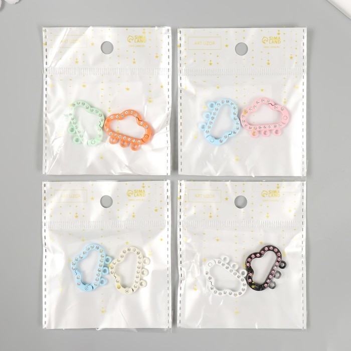 Карабин металл, пластик с кольцами Карабин металл, пластик с кольцами "Облако со стразами" МИКС 2,4х3 см