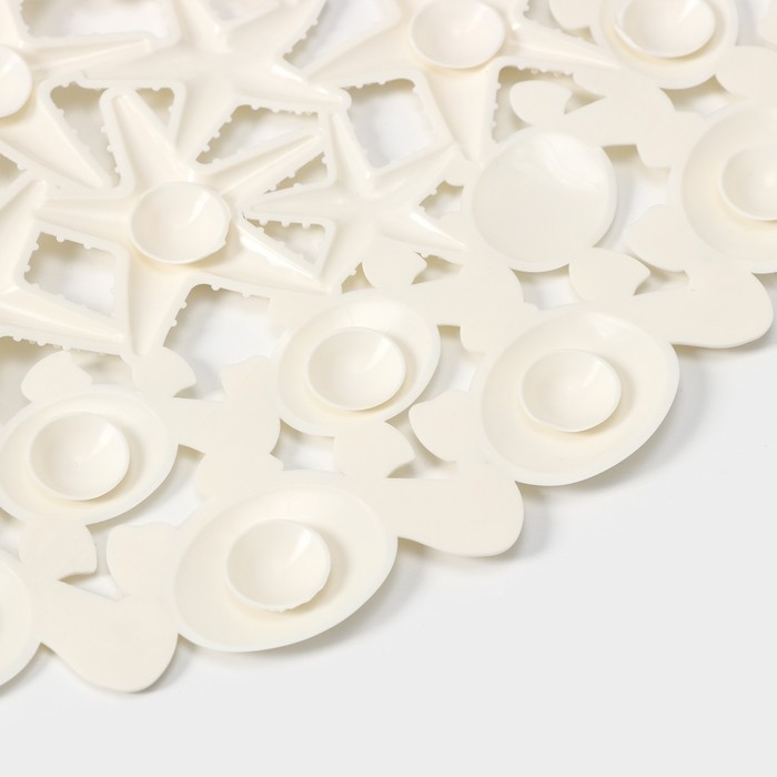 Коврик противоскользящий в ванну на присосках Доляна «Прибрежье», 38×68 см, цвет белый Коврик противоскользящий в ванну на присосках Доляна «Прибрежье», 38×68 см, цвет белый