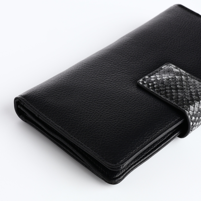 Кошелёк женский на магните, цвет чёрный