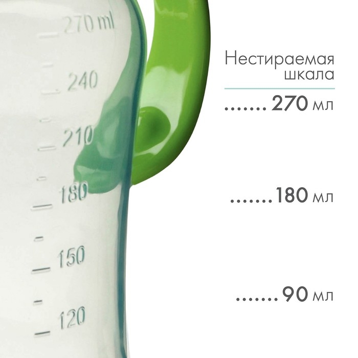 Поильник - непроливайка детский с мягким носиком, 270 мл., с ручками, цвет зеленый/бирюзовый Поильник - непроливайка детский с мягким носиком, 270 мл., с ручками, цвет зеленый/бирюзовый