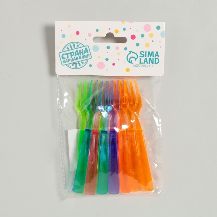 Вилки пластиковые, набор 12 шт., цвета МИКС Вилки пластиковые, набор 12 шт., цвета МИКС